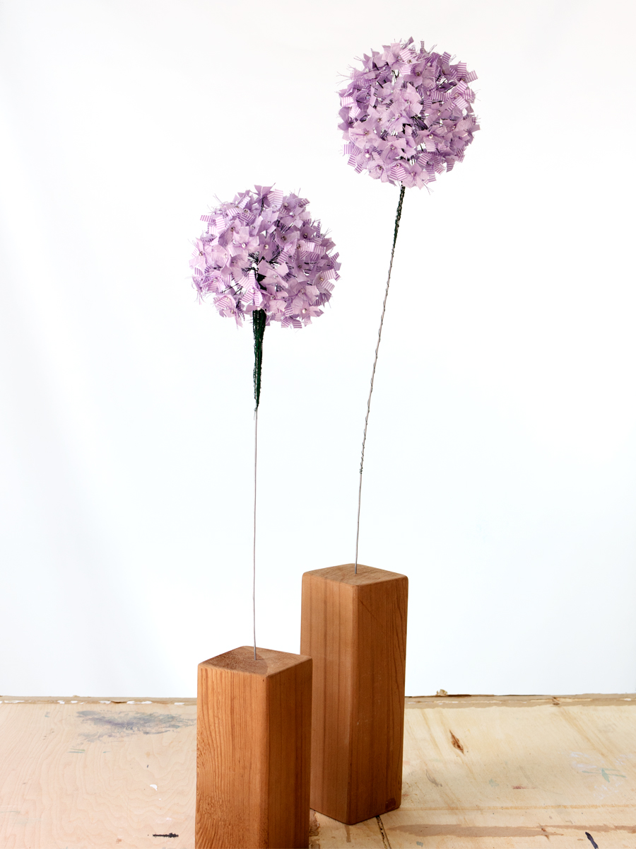 Purple Allium Flower Pair | Fibre Sculpture | Tracey Cameron Creative