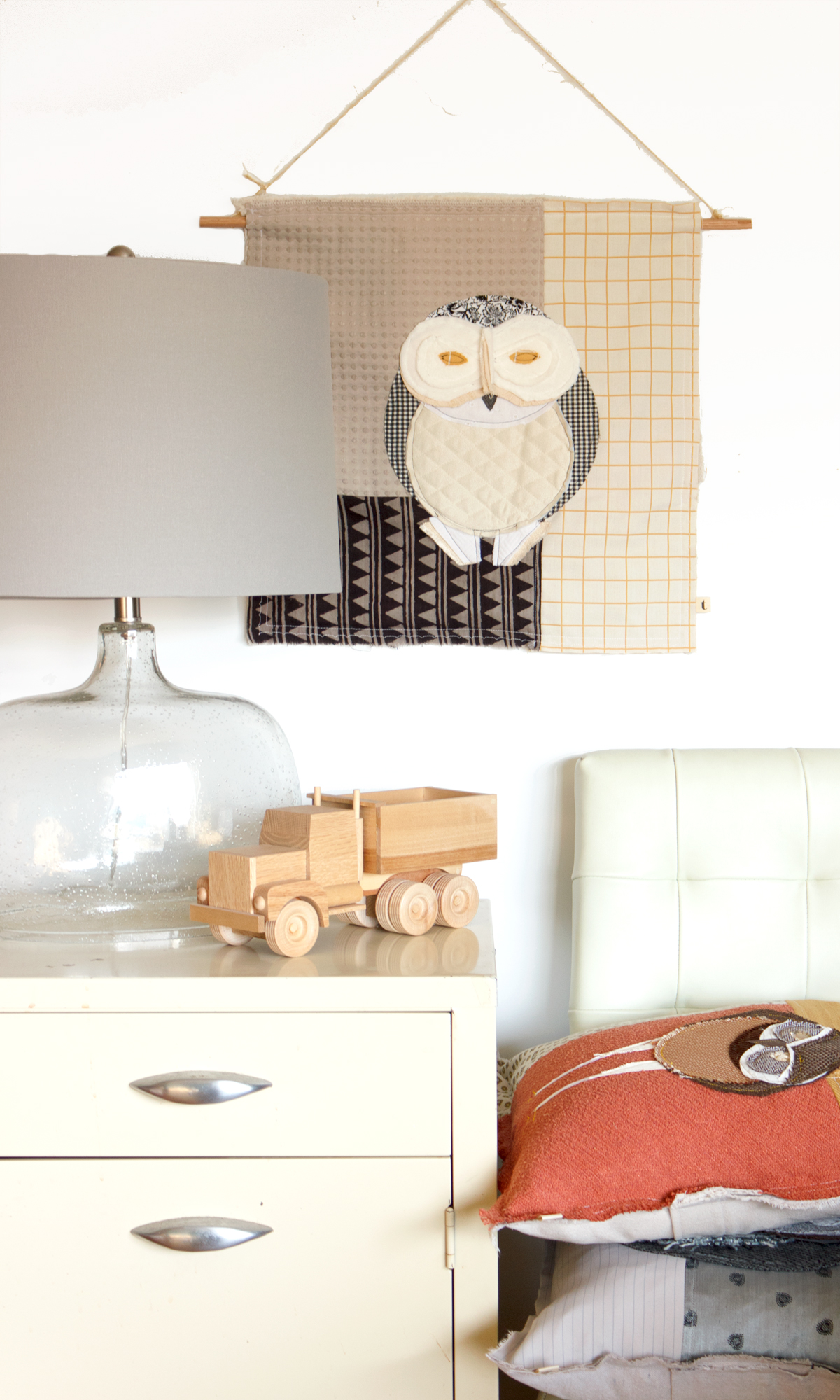 Snow Owl Wall Hanging | Textile Art | Tracey Cameron Creative