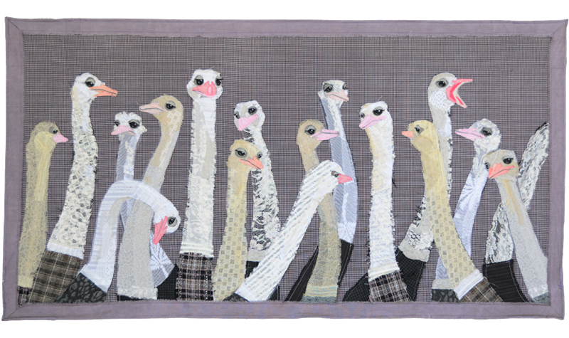 Flock of Ostriches | Fabric Wall Hanging | Tracey Cameron Creative