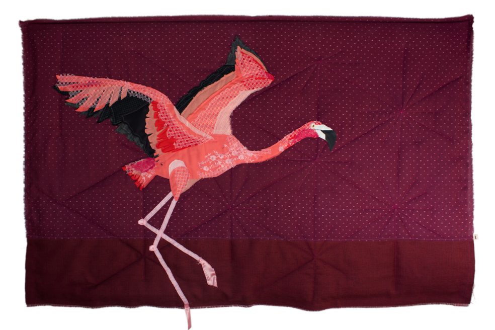 Flamingo in Flight | Textile Art | Tracey Cameron Creative