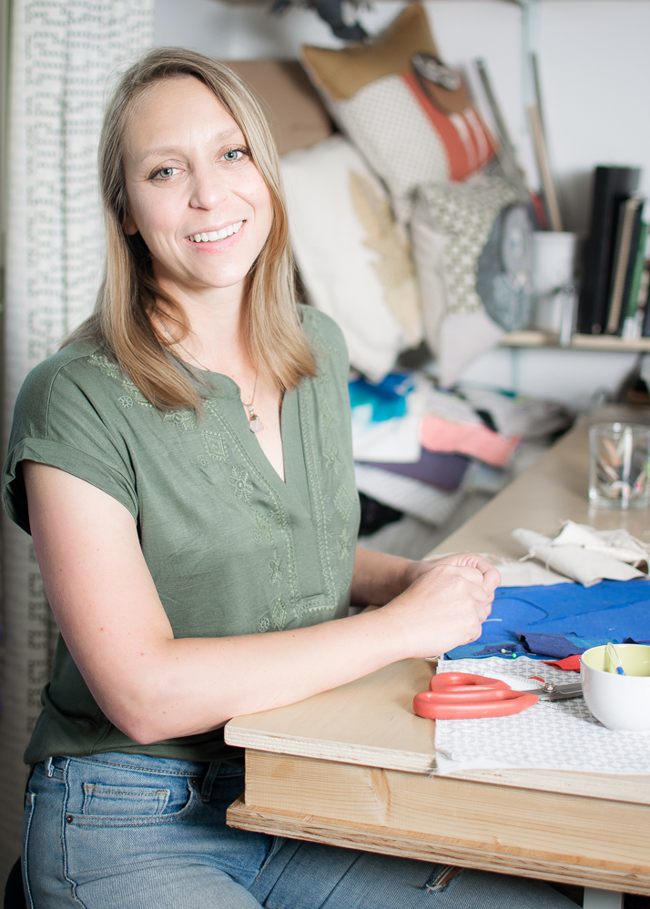 textile artist Tracey Cameron in her Calgary based studio